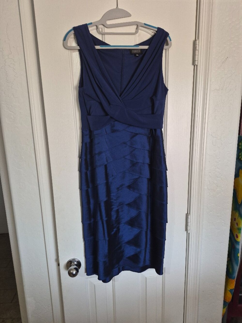 Adrianna Papell Royal Blue Satin Dress - Vintage 70s